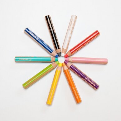 Įvairių spalvų pieštukų rinkinys / 10spalvų + magiškas trintukas ir drožtukas