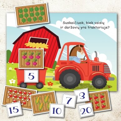 Lavinamoji užduotis "Suskaičiuok, kiek vaisių ir daržovių yra traktoriuje?" (PDF)