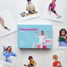Trijų dalių „Montessori“ lavinamųjų kortelių rinkinys „Veiksmažodžiai“