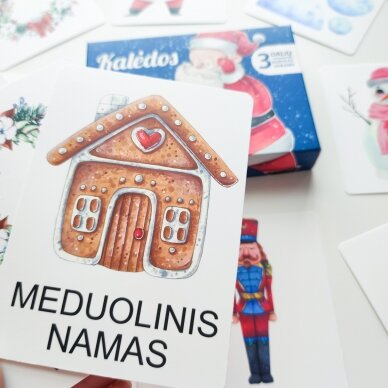 Trijų dalių „Montessori“ lavinamųjų kortelių rinkinys „Kalėdos“